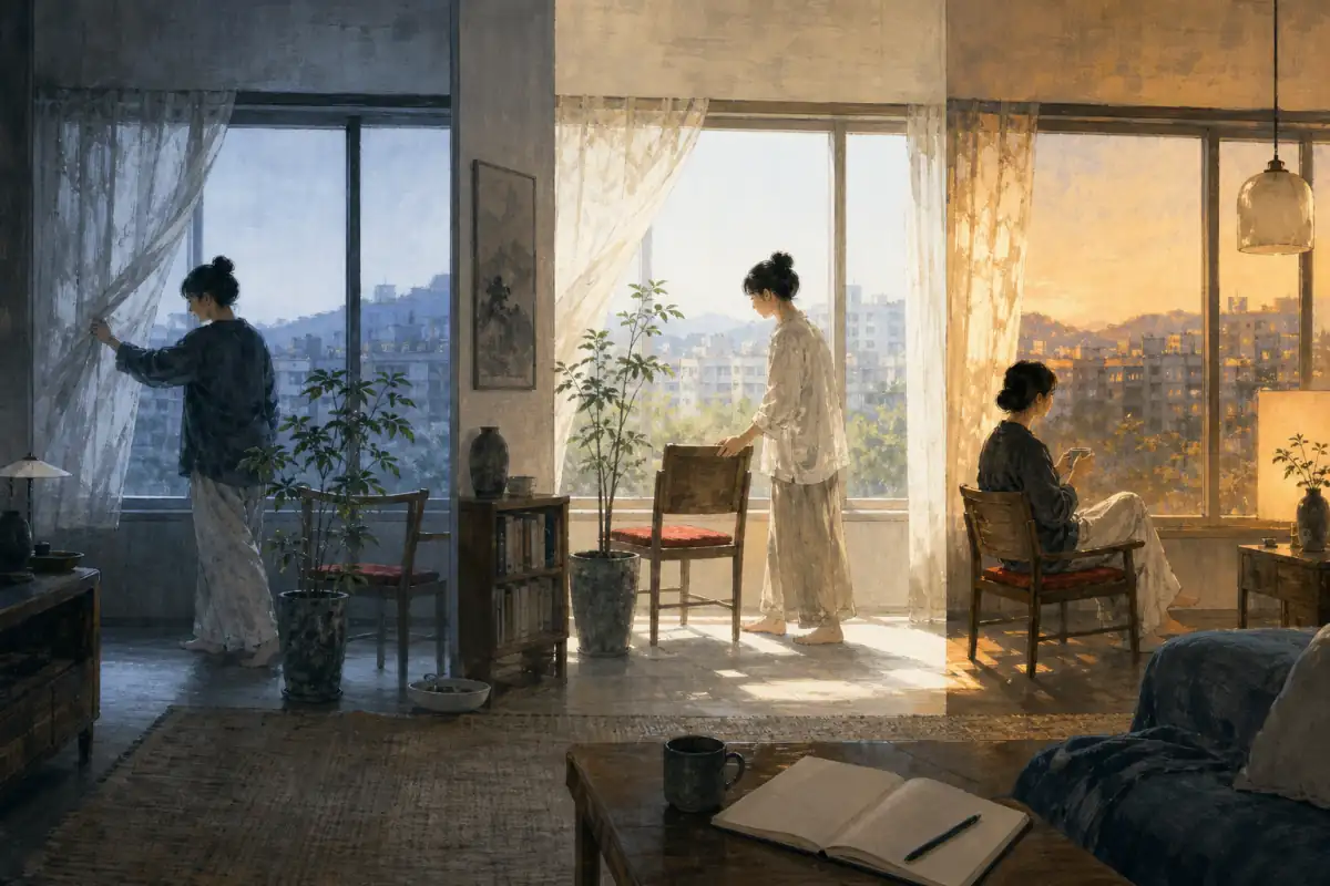 일주일 동안 빛과 바람을 따라 살아 보세요 삽화