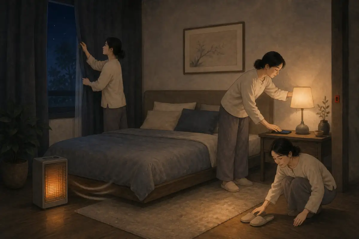 침대 머리 방향을 바꾸기 전에 삽화